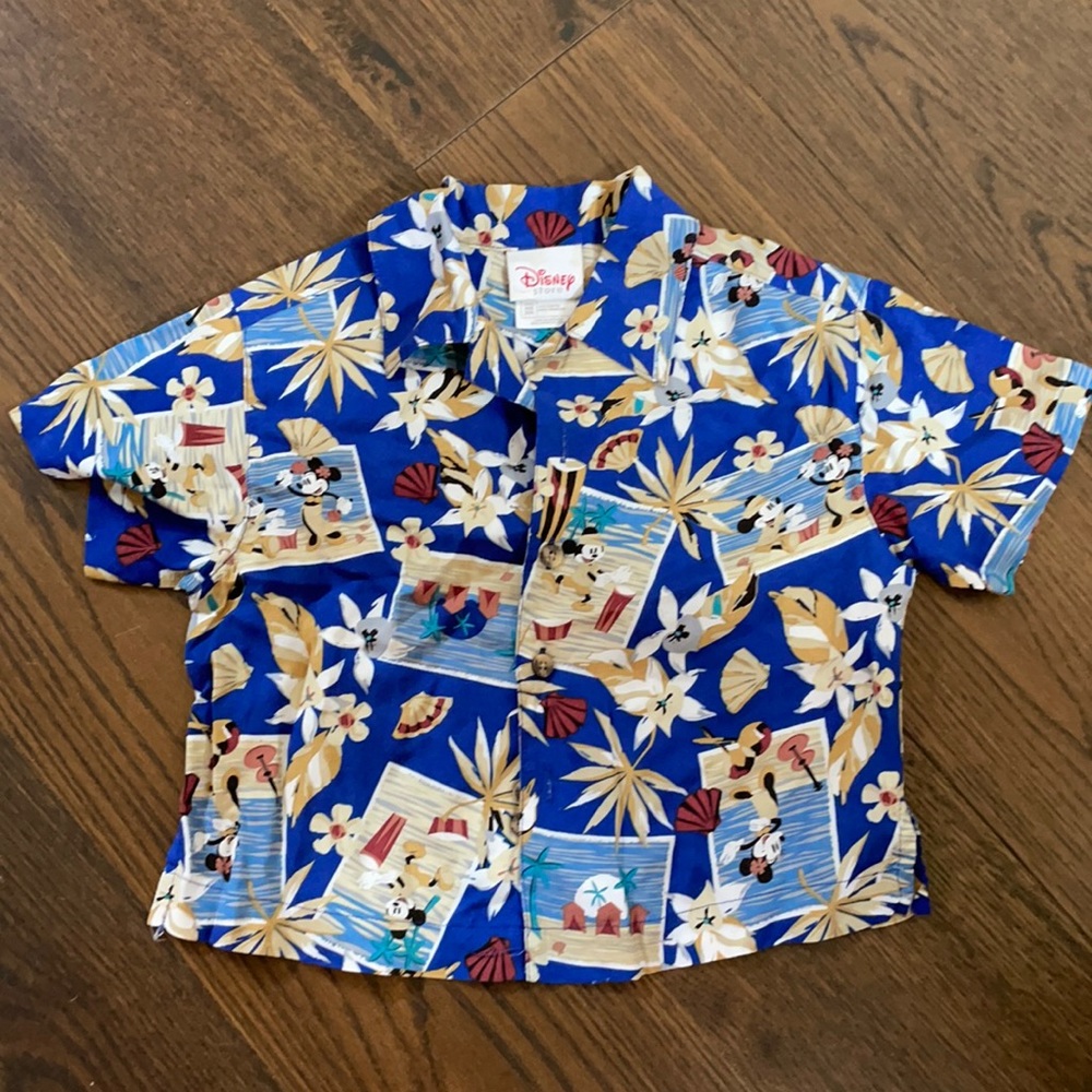🍀4/$20 - Disney Mickey Luau buttondown XXS(2/3) 100% rayon